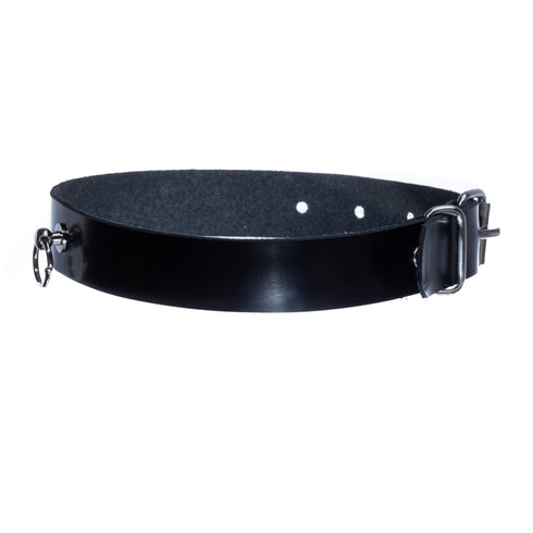 SiaLinda: Halsband echtes Lackleder schwarz mit kleinem O - Ring 12mm - SiaLinda.com